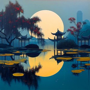 日本风景和传统家居外墙画，墙面艺术 | 帆布打印