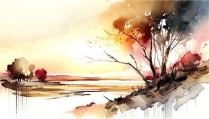 自然与景观 抽象横向绘画，墙面艺术 按需打印