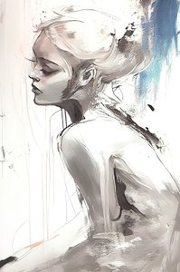 现代浪漫主义的私语, 美丽的女孩, 壁画 | 帆布印花