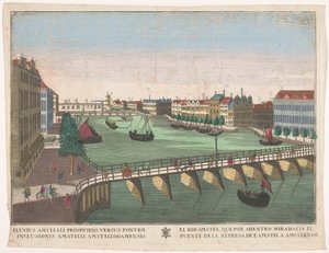 阿姆斯特丹 Blauwbrug 和 Hogesluis 之间的 Binnen-Amstel 景观
El rio Amstel, que por adentro mirahacia el puente de la represa de l