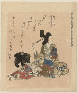 马取田治郎收藏的古代宫女虞姬画像
田治郎虞姬之御がもそはまとりあ（物上题名） 作者 大石马托拉