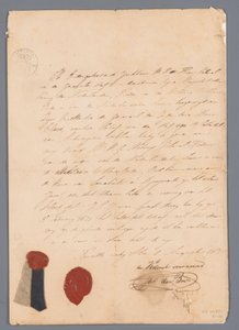 J.C.J. van Speyk 制服裙上的一块布，附有血统证书 作者 jonkheer 何德波尔