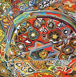 埃及 wprl》细节，2016 年（混合、丙烯、墨水、油彩） 作者 琳达·亚瑟（Linda Arthur）