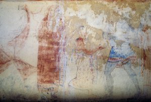 女人和青年，壁画，蓝色恶魔之墓，塔尔基尼亚墓园（联合国教科文组织世界遗产名录，2004年），意大利拉齐奥，伊特鲁里亚文明，公元前5世纪（图片）。 作者 或 Magno Cesare Magni
