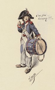 鼓手男孩（彩色平版印刷 作者 Onfray de Breville Jacques Job的化名