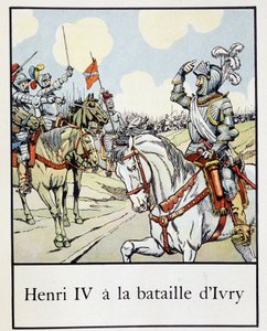 亨利四世 (1553 - 1610) 在 1590 年的伊夫里战役中 - 雅克·班维尔 (Jacques Bainville) 编着的“法国小历史”。 鬃毛 作者 Onfray de Breville Jacques Job的化名