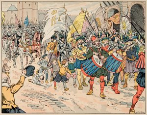 插图取自“Le bon roy Henri”一书，由 Jacques Marie Gaston Onfray de Breville dit JOB (1858-1931) 插图：亨利四世于 1594 年 3 月 21 日在巴黎进入 - 私人收藏 作者 Onfray de Breville Jacques Job的化名
