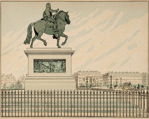 插图取自“Le bon roy Henri”一书，由 Jacques Marie Gaston Onfray de Breville dit JOB (1858-1931) 插图：纪念亨利四世的 erige 雕像 - 私人收藏 作者 Onfray de Breville Jacques Job的化名