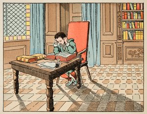 插图取自“Le bon roy Henri”一书，由 Jacques Marie Gaston Onfray de Breville dit JOB (1858-1931) 插图：16 世纪的教育：经典讲座 - 私人收藏 作者 Onfray de Breville Jacques Job的化名