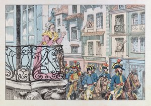 Jacques Marie Gaston Onfray de Breville dit JOB (1858 - 1931); 插图来自《Les epees de France》一书。路易斯-拉扎尔-霍赫将军（1768-1797年）在他的部队的领导下进行隘口；科尔，部分 作者 Onfray de Breville Jacques Job的化名