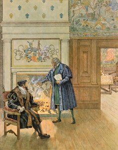 Jacques Marie Gaston Onfroy de Breville dit JOB (1858-1931) - History of Belgium: Emperor Charles V (1500 - 1558) visiting the great merchants and financiers of the city of Antwerp, Private Collection 作者 Onfray de Breville Jacques Job的化名