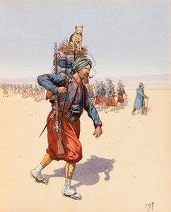 Jacques Marie Gaston Onfroy de Breville dit JOB (1858-1931) - Le Zouzou（在沙漠中探险的 Zouave），私人收藏 作者 Onfray de Breville Jacques Job的化名
