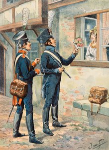 雅克-玛丽-加斯顿-昂弗洛伊-德-布雷维尔（Jacques Marie Gaston Onfroy de Breville dit JOB）（1858-1931）--法国军队在任何时候的装备。第一帝国时期轻步兵的音乐家，私人收藏 作者 Onfray de Breville Jacques Job的化名