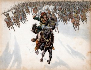 约阿希姆·穆拉特（Joachim Murat，1767-1815）在 2 月 8 日的埃劳战役中率领骑兵