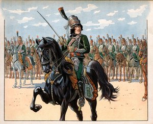 约阿希姆·穆拉特 (Joachim Murat，1767-1815 年) 是意大利战役期间的上校。 Jacques Marie Gaston Onfray de Breville dit Job (1858-1931) 的雕刻 作者 Onfray de Breville Jacques Job的化名