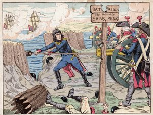 拿破仑在土伦--（土伦之围）1793年--约伯（Jacques Onfroy de Breville）的石版画，出自《大拿破仑与小儿童》1893年。 作者 Onfray de Breville Jacques Job的化名