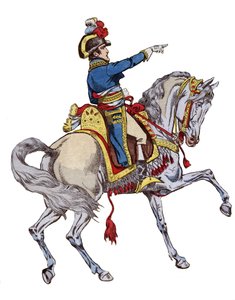 马背上的拿破仑--约伯（Jacques Onfroy de Breville）的石版画，选自 "Le Grand Napoleon des Petites Enfants" 1893年。 作者 Onfray de Breville Jacques Job的化名