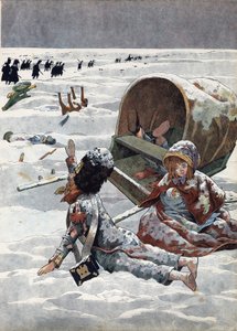 玩具中的法国历史场景。拿破仑战争（1812年）期间俄罗斯撤退的情节。在《Joujoux a l