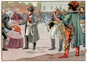 1805 年 14 月 11 日，维也纳的防御者在约阿希姆·穆拉特（Joachim Murat，1767-1815 年）在场的情况下，将这座城市的钥匙交给了拿破仑一世（1769-1821 年）。 Jacques Marie Gaston Onfray de Breville dit Job (1858-1931) 的雕刻 作者 Onfray de Breville Jacques Job的化名
