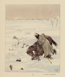 手榴弹兵的战马（彩色石版画） 作者 Onfray de Breville Jacques Job的化名