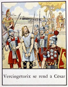 Vercingétorix 去找 César - 在“法国小历史”中，雅克·班维尔 (Jacques Bainville) 编着。 鬃毛 作者 Onfray de Breville Jacques Job的化名