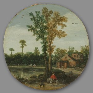 湖边的旅行者》，1625年。 作者 范德维尔德埃萨亚斯