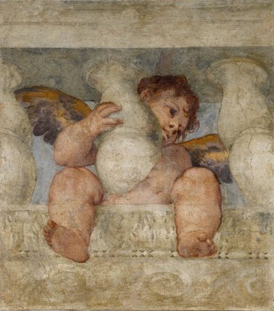 坐在栏杆上的天使 Par Veronese, Paolo (1528-1588).壁画，尺寸：115x87 作者 委罗内塞