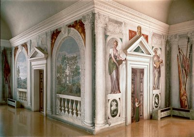 Paolo Veronese (Paolo Caliari) (1528-1588) 约 1561 年创作的风景画和音乐家壁画。 马塞尔（特雷维索），巴巴罗别墅 作者 委罗内塞