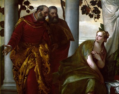 Suzanne and the old men, detail. Painting by Paolo Caliari dit Paolo Veronese (1528-1588) 作者 委罗内塞