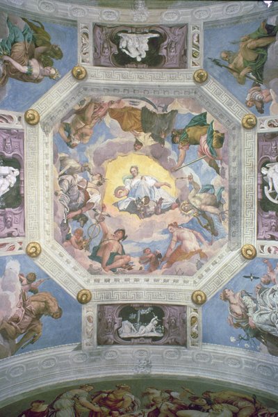 普世和谐，或神圣之爱，来自 Sala di Olimpo 的天花板，约 1561 年（壁画） 作者 委罗内塞