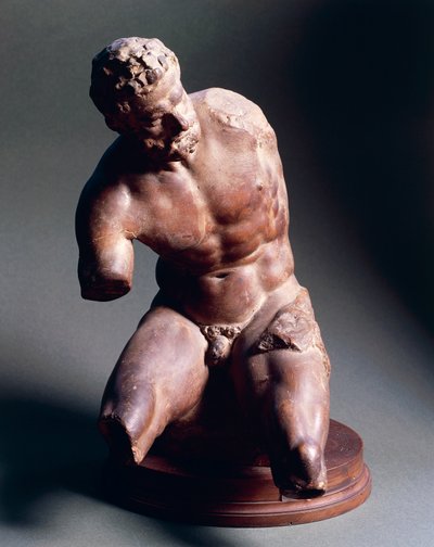 男性裸体，约1572年，詹博洛尼亚（1529-1608）的作品，赤土雕塑，38.5厘米 作者 詹博洛尼亚