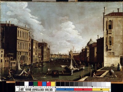"Vue sur le grand canal a Venise"（威尼斯大运河上的景色） Peinture de Giovanni Antonio Canal aka il Canaletto (1697-1768)。18eme siecle Musee des Beaux Arts de Mikalojus Konstantinas Ciurlionis, Kaunas, Lituanie 作者 卡纳莱托