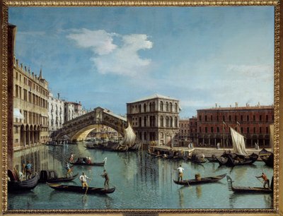 Le pont du Rialto 威尼斯绘画安东尼奥运河 Dit Il Canaletto (1697-1768) 18 世纪太阳。 1,19x1,54 m - 威尼斯的里亚托桥。 安东尼奥·卡纳尔的画作卡纳莱托 (1697-1768) 作者 卡纳莱托