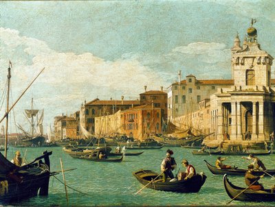 Punta della Dogana 和 Giudecca 运河，威尼斯（布面油画 作者 卡纳莱托