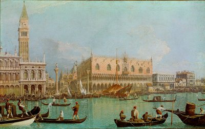 鼹鼠与圣马可盆地的公爵府（Il molo col Palazzo Ducale dal bacino di San Marco）。从运河上看到的威尼斯、总督府和圣马可广场。乔瓦尼-安东尼奥-卡纳尔（Giovanni Antonio Canal）（1697-1768）的画作。 作者 卡纳莱托