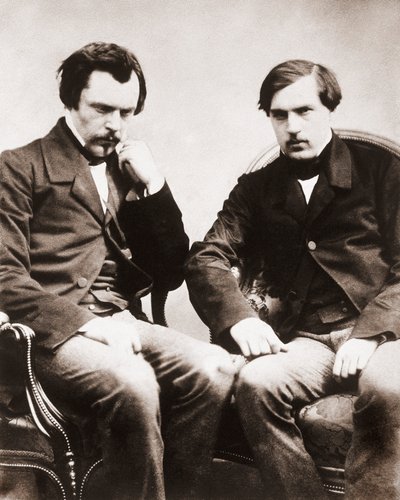 埃德蒙-德-龚古尔（1822-1896）和儒勒-德-龚古尔（1830-1870）兄弟俩是文学评论家和法国作家，照片由加斯帕德-费利克斯-图尔纳雄（1820-1910）约1855年拍摄。 作者 Nadar