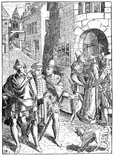 巴黎Tannerie街的教务长监狱，根据Joose de Damhouder（1507-81）的《民事诉讼法》中的木刻作品绘制，已在安特卫普出版。 作者 （之后）法国学校