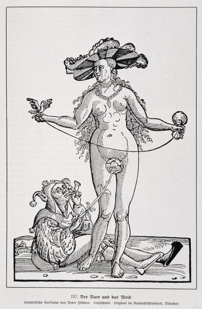 女人和疯子用花给阴茎挠痒痒，"Der Rarr und das Weib"，《情色艺术史》，爱德华-福克斯著，柏林 作者 （之后）德国学校