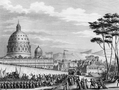 法国大革命：1798 年 2 月法国人在意大利凯旋进入罗马，由路易·亚历山大 (Louis-Alexandre) Berthier 将军率领，于 2 月 11 日入侵教皇国并占领罗马城 作者 （之后）吉拉尔代