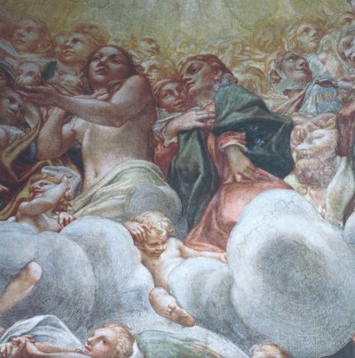 Figure of Eve, detail from Assumption of Virgin in Heaven, by Antonio Allegri Da Correggio (1489-1534), fresco, Dome of Parma Cathedral, Italy 作者 (c.1489-1534) 科雷焦