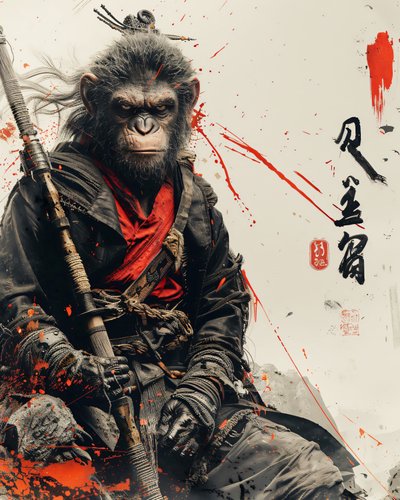 装饰性漫画海报和壁画印刷品 ：猴子武士漫画 作者 法赫塔利·阿卜杜勒拉希姆