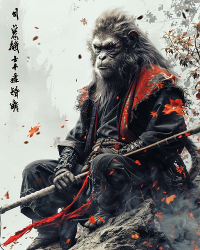 武士猴插图：按需墙画和装饰海报 作者 法赫塔利·阿卜杜勒拉希姆