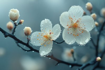 晨露下的白花，禅意墙饰 作者 法赫塔利·阿卜杜勒拉希姆