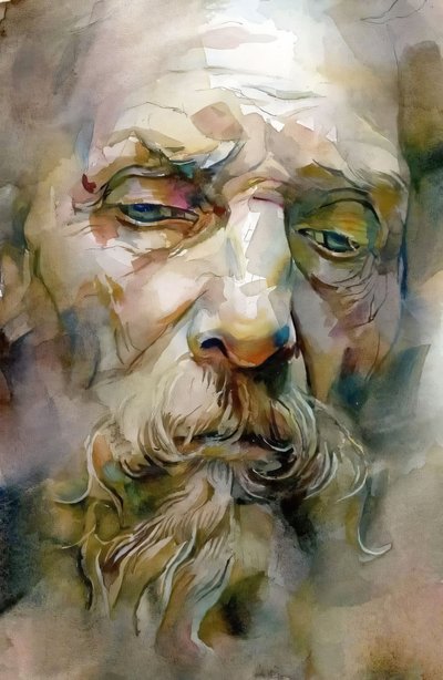 白胡子老者｜在线墙面版画艺术肖像出售 作者 法赫塔利·阿卜杜勒拉希姆