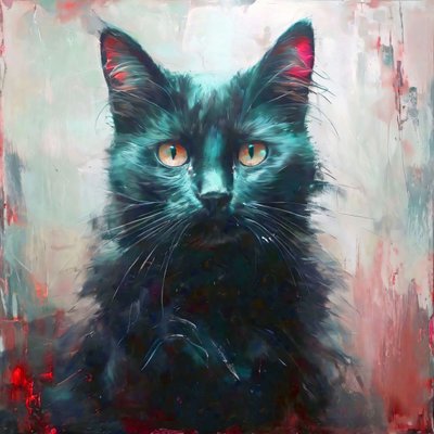帆布打印：黄色眼睛的黑猫坐在墙上装饰 作者 法赫塔利·阿卜杜勒拉希姆
