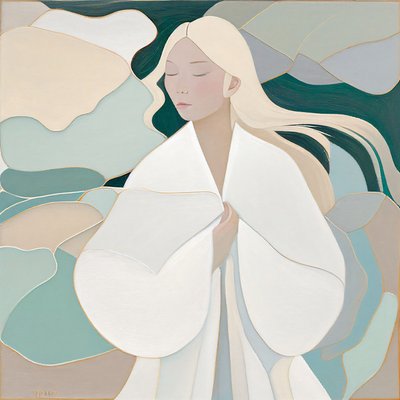 抽象描绘的白发女子，帆布艺术印刷品 作者 法赫塔利·阿卜杜勒拉希姆