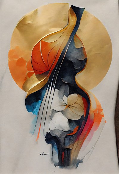 抽象小提琴壁画，有框壁画装饰画 作者 法赫塔利·阿卜杜勒拉希姆