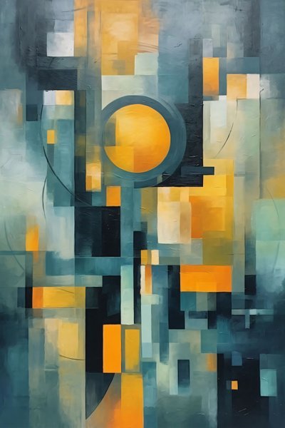 立体主义和圆形水彩画，卧室墙饰 作者 法赫塔利·阿卜杜勒拉希姆