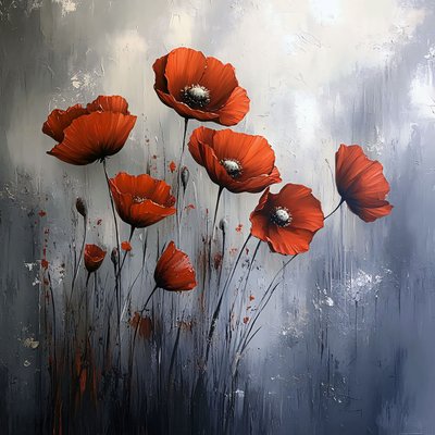 红色罂粟花现代帆布墙画，适合任何房间的墙面装饰品 作者 法赫塔利·阿卜杜勒拉希姆