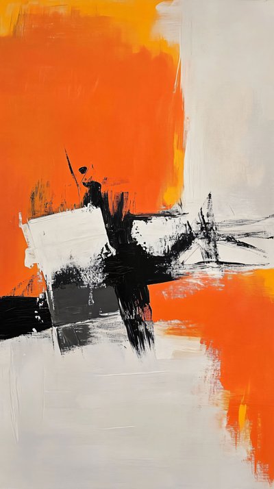 橙色油画，现代抽象家居装饰，卧室墙面装饰 作者 法赫塔利·阿卜杜勒拉希姆